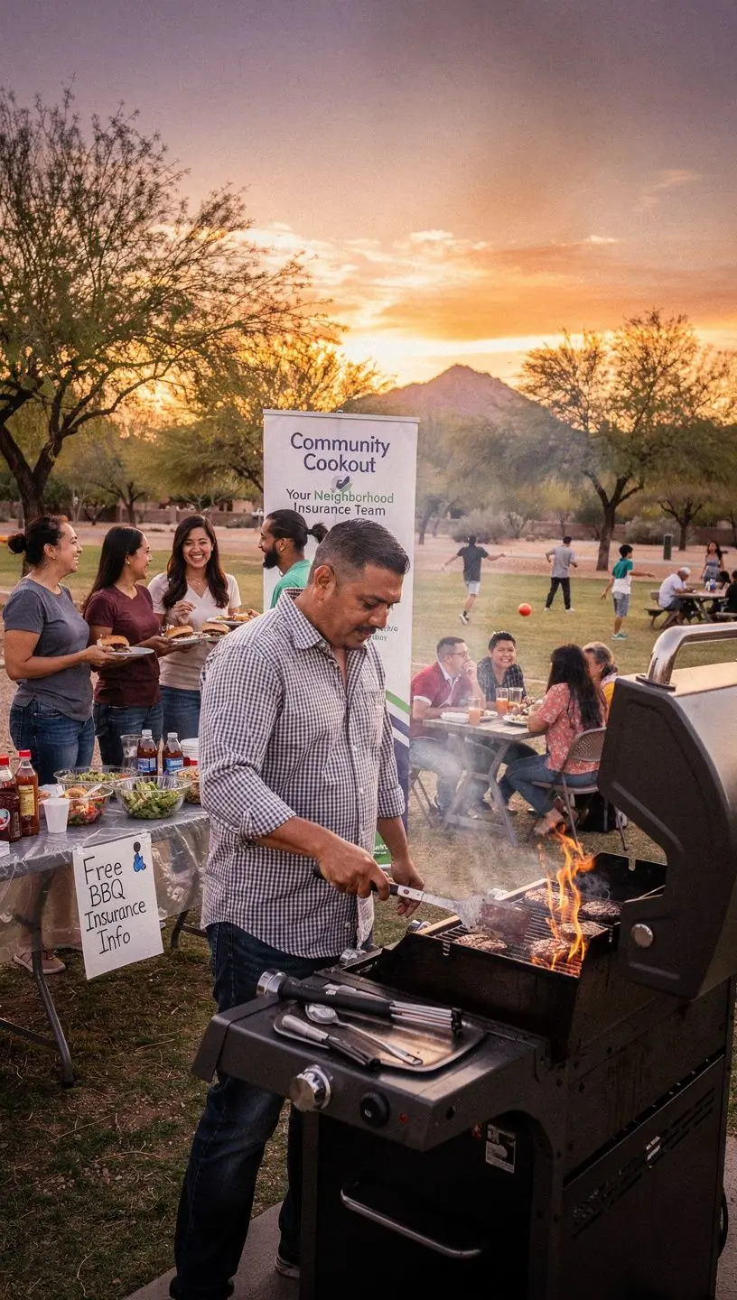 Grafika ilustrująca grupę ludzi dyskutujących o najlepszych opcjach ubezpieczenia samochodu w biurze.